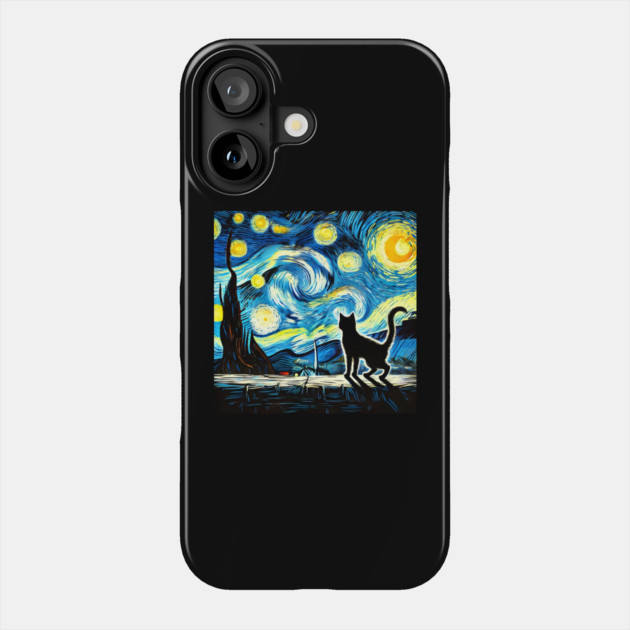 Starry Night Cat – Van Gogh-Inspired Phone Case by Champanie's Store