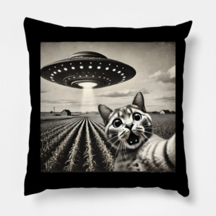 Funny UFO Cat Selfie Pillow