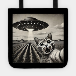 Funny UFO Cat Selfie Tote