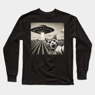 Funny UFO Cat Selfie Long Sleeve T-Shirt