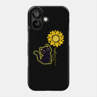 Black Cat & Sunflower Phone Case