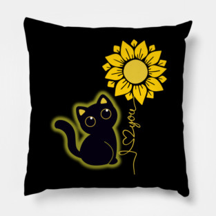 Black Cat & Sunflower Pillow