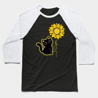 Black Cat & Sunflower Baseball T-Shirt