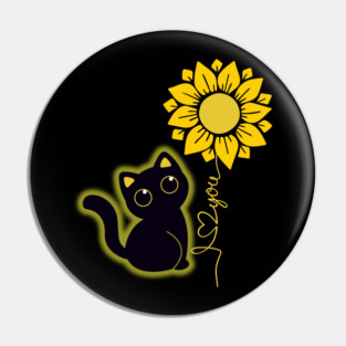 Black Cat & Sunflower Pin