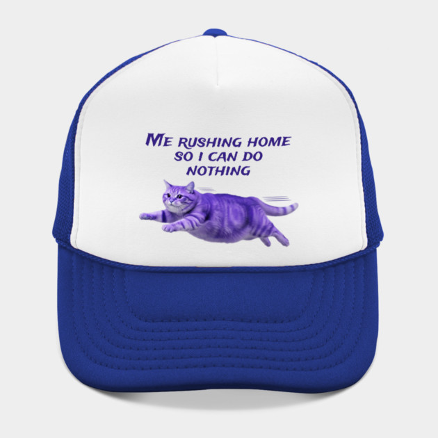 Funny Purple Cat Rushing Home to Do Nothing at All by Luxinda