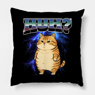 Huh? Orange Cat Silly Meme Bootleg style Pillow