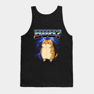 Huh? Orange Cat Silly Meme Bootleg style Tank Top