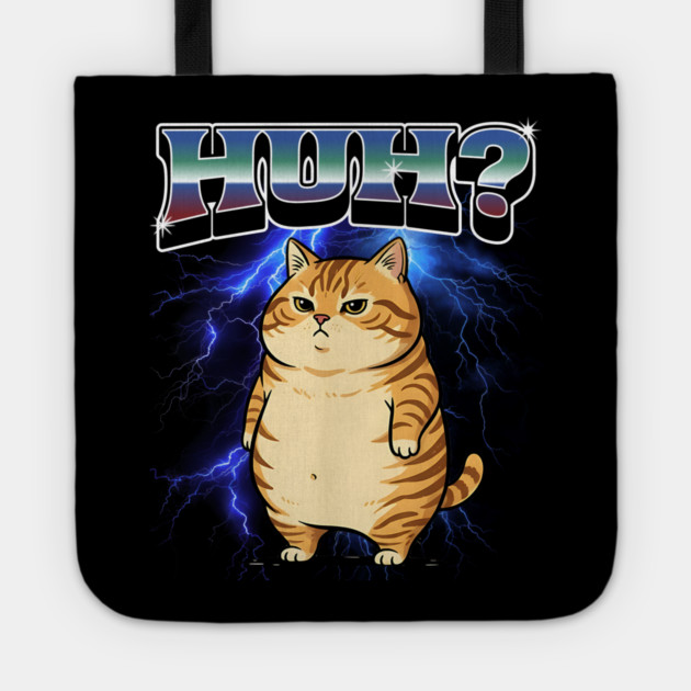 Huh? Orange Cat Silly Meme Bootleg style Tote by Luxinda