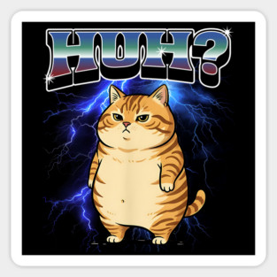 Huh? Orange Cat Silly Meme Bootleg style Sticker
