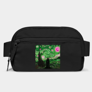 Grim Reaper's Distorted Starry Night Van Gogh Greens and Pinks Aesthetic Bag