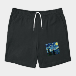 Grim Reaper Santa Hat Van Gogh Starry Night Style Shorts