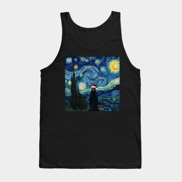 Grim Reaper Santa Hat Van Gogh Starry Night Style Tank Top by Luxinda
