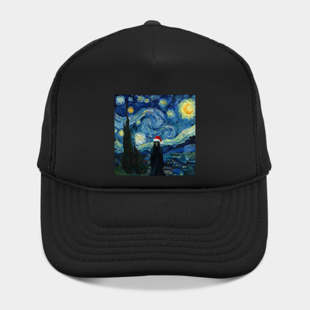 Grim Reaper Santa Hat Van Gogh Starry Night Style by Luxinda