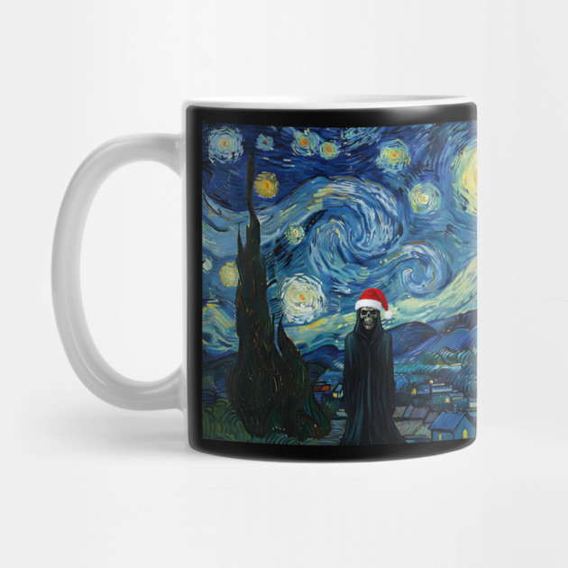 Grim Reaper Santa Hat Van Gogh Starry Night Style by Luxinda
