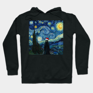 Grim Reaper Santa Hat Van Gogh Starry Night Style Hoodie
