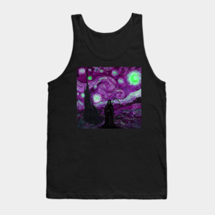 Grim Reaper's Distorted Purples and Greens Starry Night Van Gogh Aesthetic Tank Top
