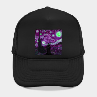 Grim Reaper's Distorted Purples and Greens Starry Night Van Gogh Aesthetic Hat