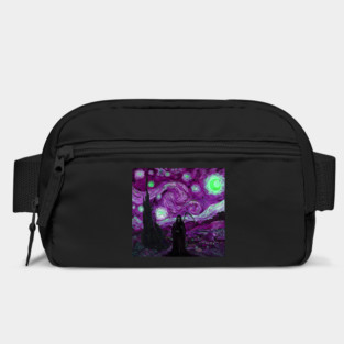 Grim Reaper's Distorted Purples and Greens Starry Night Van Gogh Aesthetic Bag