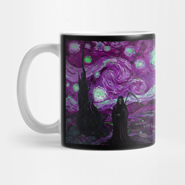 Grim Reaper's Distorted Purples and Greens Starry Night Van Gogh Aesthetic by Luxinda
