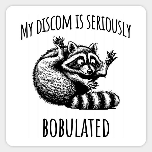 Funny My Discom is Seriously Bobulated Raccoon Wordplay Magnet by Luxinda