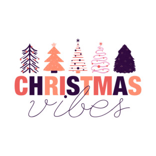 Mid Century Christmas Vibes - orange, pink and aubergine T-Shirt