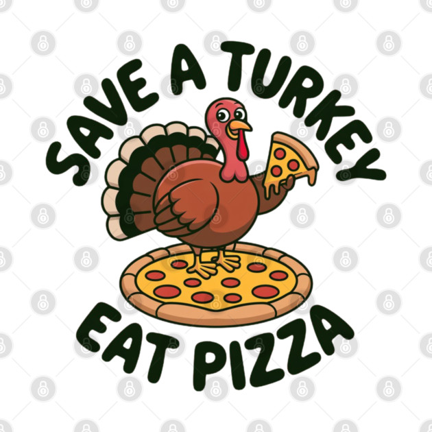 Save a Turkey Eat Pizza Funny Thanksgiving – Cute Turkey Pizza Lover by Creatifly Graphic Tees