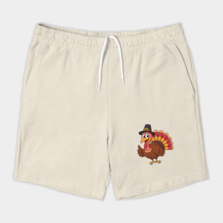 Cute Thanksgiving Turkey Cartoon – Funny Pilgrim Hat Turkey for Thanksgiving 2025 Shorts