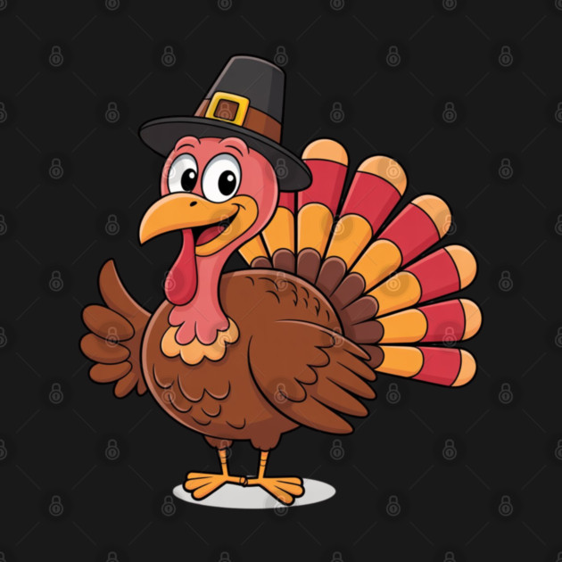 Cute Thanksgiving Turkey Cartoon – Funny Pilgrim Hat Turkey for Thanksgiving 2025 by Creatifly Graphic Tees