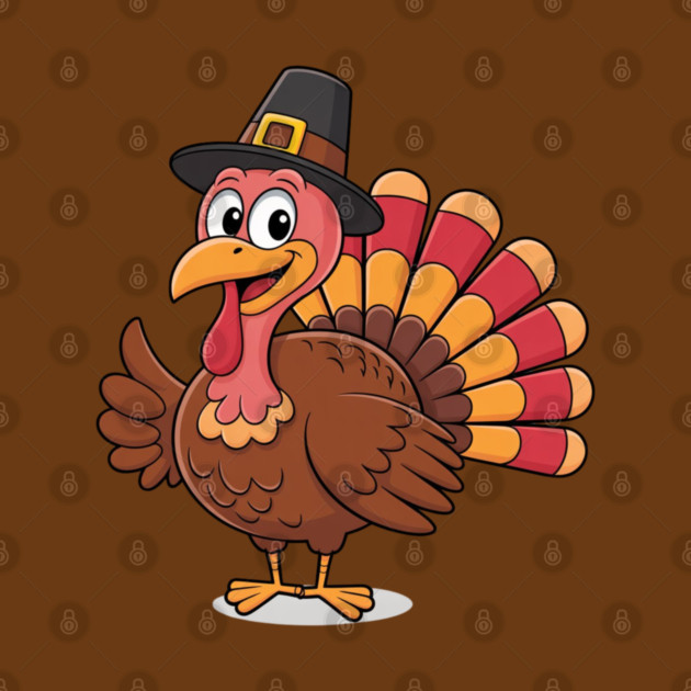 Cute Thanksgiving Turkey Cartoon – Funny Pilgrim Hat Turkey for Thanksgiving 2025 by Creatifly Graphic Tees