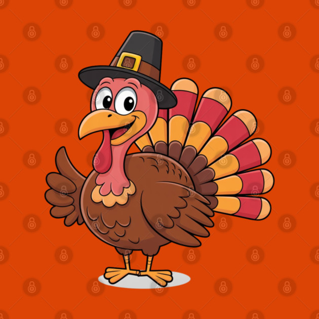 Cute Thanksgiving Turkey Cartoon – Funny Pilgrim Hat Turkey for Thanksgiving 2025 by Creatifly Graphic Tees