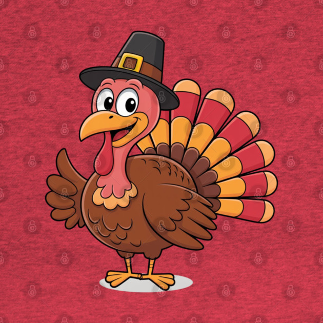 Cute Thanksgiving Turkey Cartoon – Funny Pilgrim Hat Turkey for Thanksgiving 2025 by Creatifly Graphic Tees