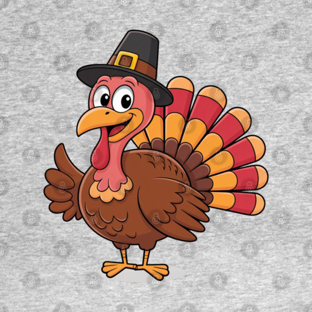 Cute Thanksgiving Turkey Cartoon – Funny Pilgrim Hat Turkey for Thanksgiving 2025 by Creatifly Graphic Tees