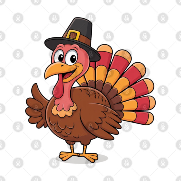 Cute Thanksgiving Turkey Cartoon – Funny Pilgrim Hat Turkey for Thanksgiving 2025 by Creatifly Graphic Tees