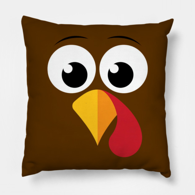 Cute Turkey Face – Funny Minimalist Thanksgiving Pillow by Creatifly Graphic Tees