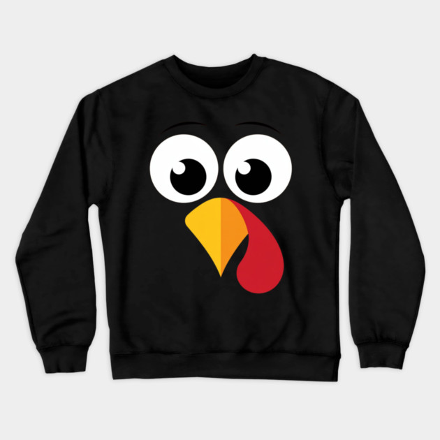 Cute Turkey Face – Funny Minimalist Thanksgiving Crewneck Sweatshirt by Creatifly Graphic Tees