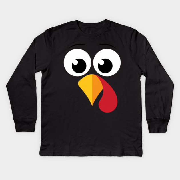 Cute Turkey Face – Funny Minimalist Thanksgiving Kids Long Sleeve T-Shirt by Creatifly Graphic Tees