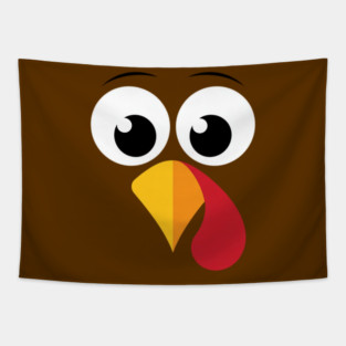 Cute Turkey Face – Funny Minimalist Thanksgiving Tapestry