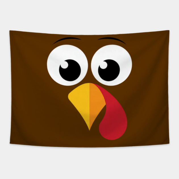 Cute Turkey Face – Funny Minimalist Thanksgiving Tapestry by Creatifly Graphic Tees