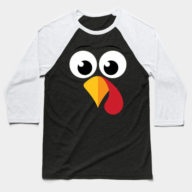 Cute Turkey Face – Funny Minimalist Thanksgiving Baseball T-Shirt by Creatifly Graphic Tees