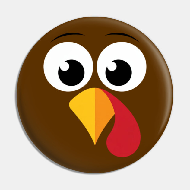 Cute Turkey Face – Funny Minimalist Thanksgiving Pin by Creatifly Graphic Tees
