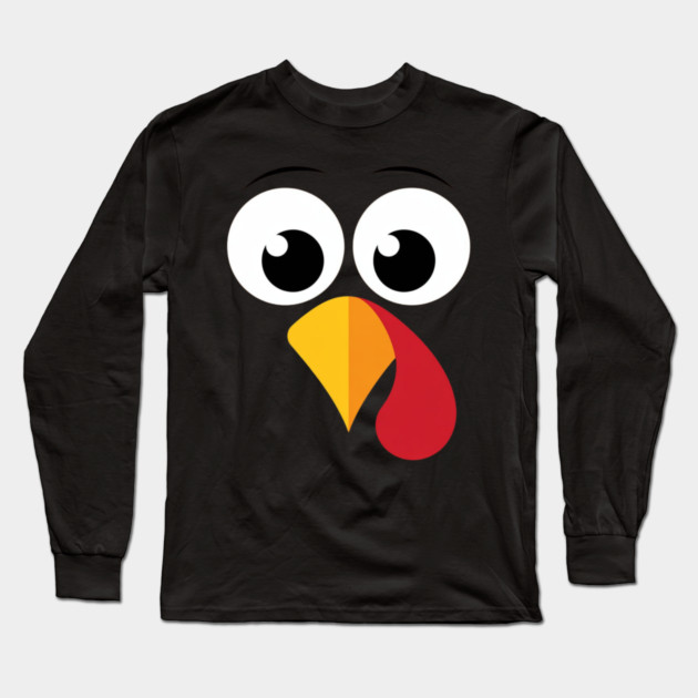 Cute Turkey Face – Funny Minimalist Thanksgiving Long Sleeve T-Shirt by Creatifly Graphic Tees