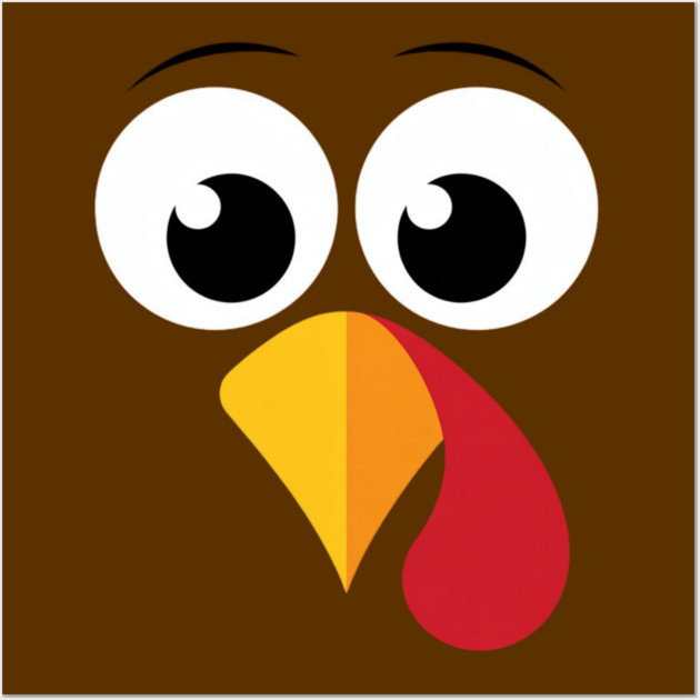 Cute Turkey Face – Funny Minimalist Thanksgiving Wall Art by Creatifly Graphic Tees