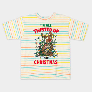 Twisted Up for Christmas – Funny Reindeer Holiday Lights Kids T-Shirt