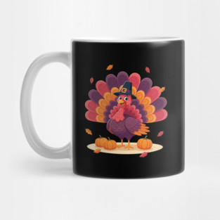 Cute Thanksgiving Turkey with Pilgrim Hat – Funny Fall Holiday Mug