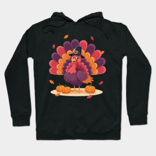 Cute Thanksgiving Turkey with Pilgrim Hat – Funny Fall Holiday Hoodie