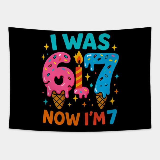 I Was 6 Ice Cream Birthday Design Tapestry by ArtistTee ⭐⭐⭐⭐⭐