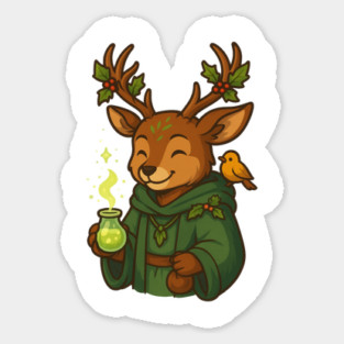 Liora the Forest Brewkeeper – Gentle Woodland Healer & Cozy Fantasy Tee Sticker