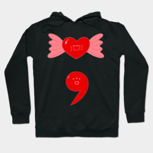 Semicolon Cat Heart Hoodie
