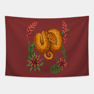 Amazon Tree Boa with Tropical Bromeliads Tapestry