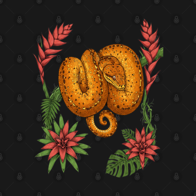 Amazon Tree Boa with Tropical Bromeliads by BirdsnStuff